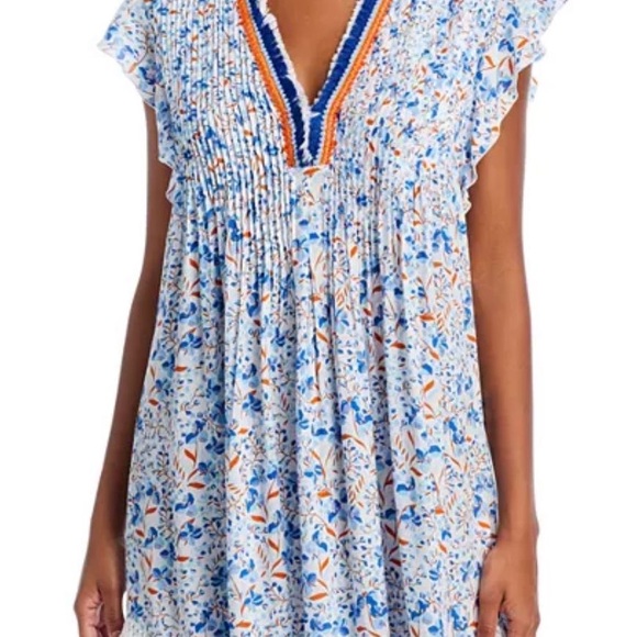 Poupette St. Barth Blue and Orange Mini Dress - Picture 1 of 1